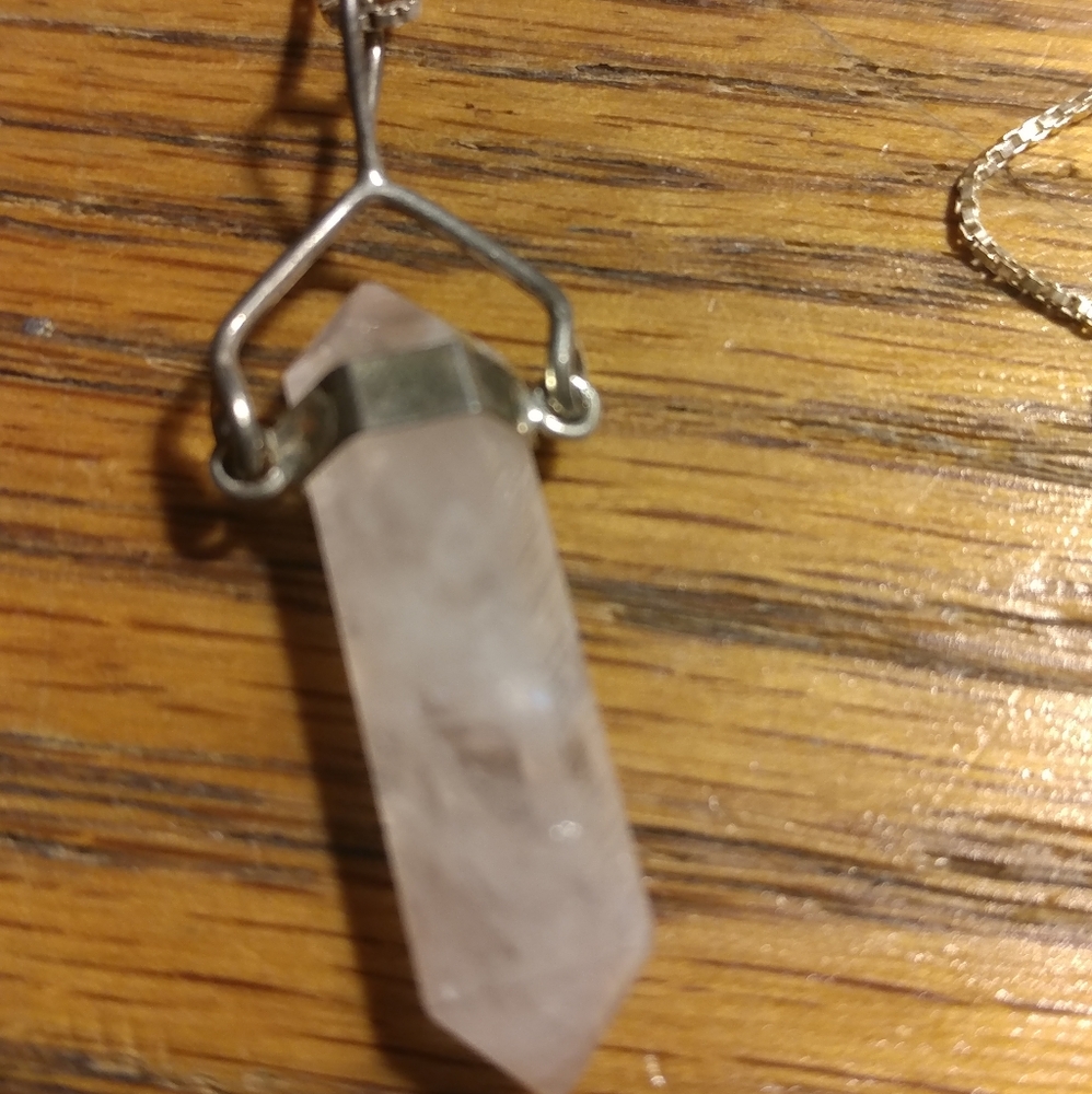 Positive Healing Quartz Amulet + .925 Sterling Box Chain